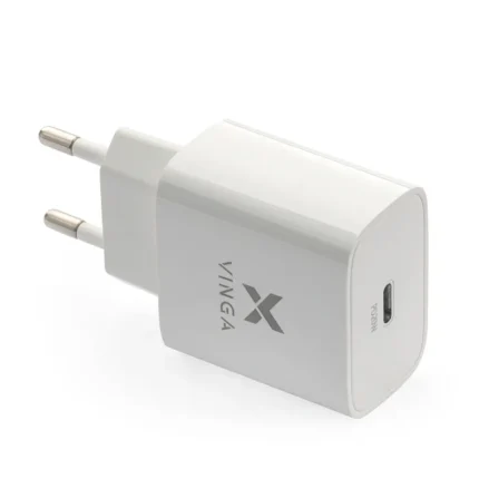 Фото 1. Мережевий зарядний пристрій Vinga PD Type-C 20W Charger White (VWCPDC). Купити в maxmy.com.ua